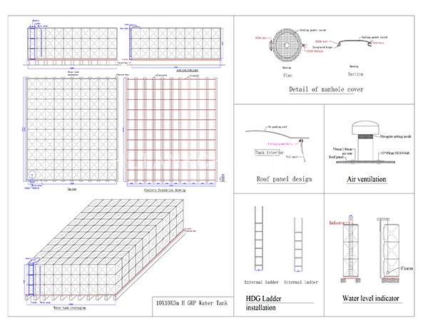 GRP water tank drawing