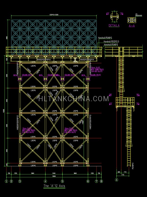 Botswana 500 cbm of water tank steel tower design drawing Botswana 500 cbm of water tank steel tower design drawing
