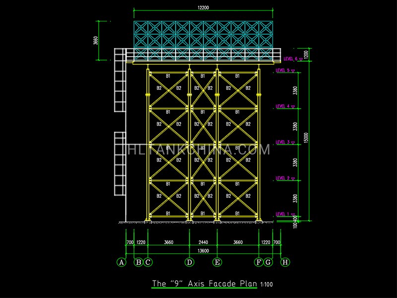 Elevated steel tower drawing Elevated steel tower drawing