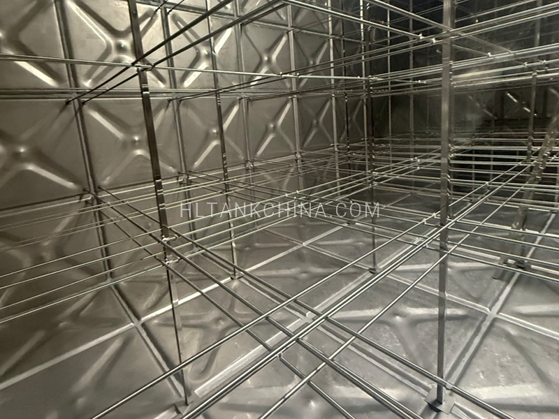 Stainless steel water tank inside view